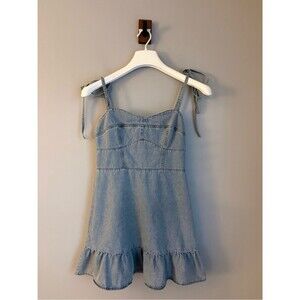 Day + Moon Tie-Strap Denim Mini Y2K Sundress